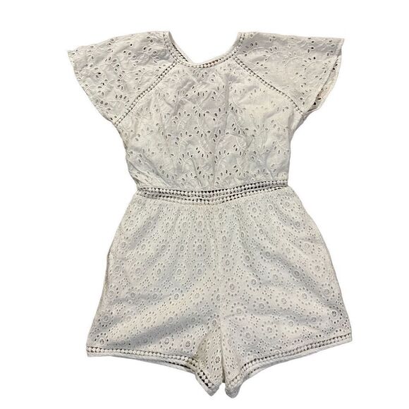 Tularosa Revolve Milk white eyelet lace cutout back Brynn romper sz Small - Picture 4 of 12